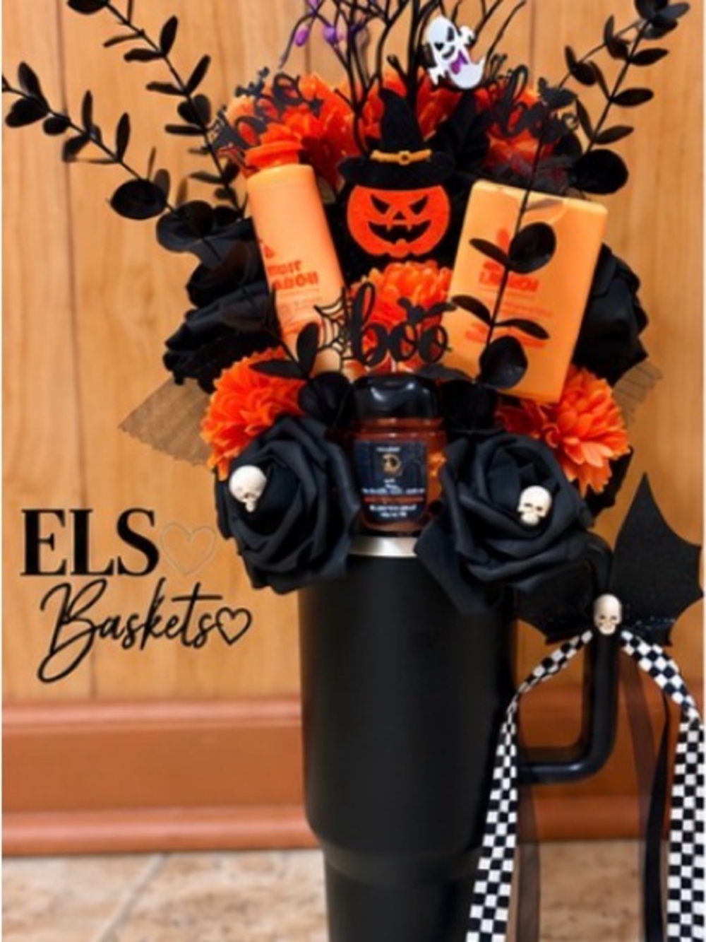 Stanley Halloween Orange and Black Festive Tumbler Bouquet